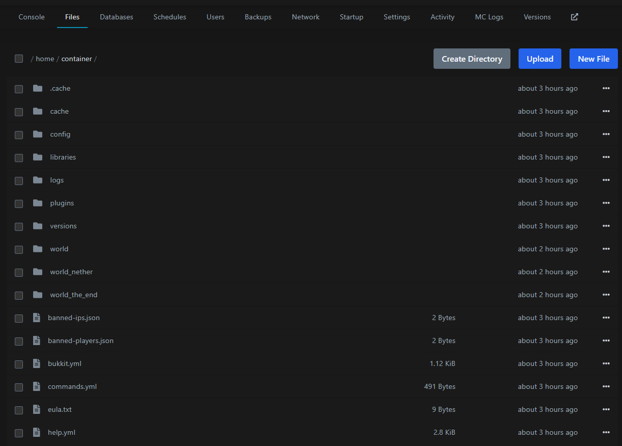 Pterodactyl file manager screenshot